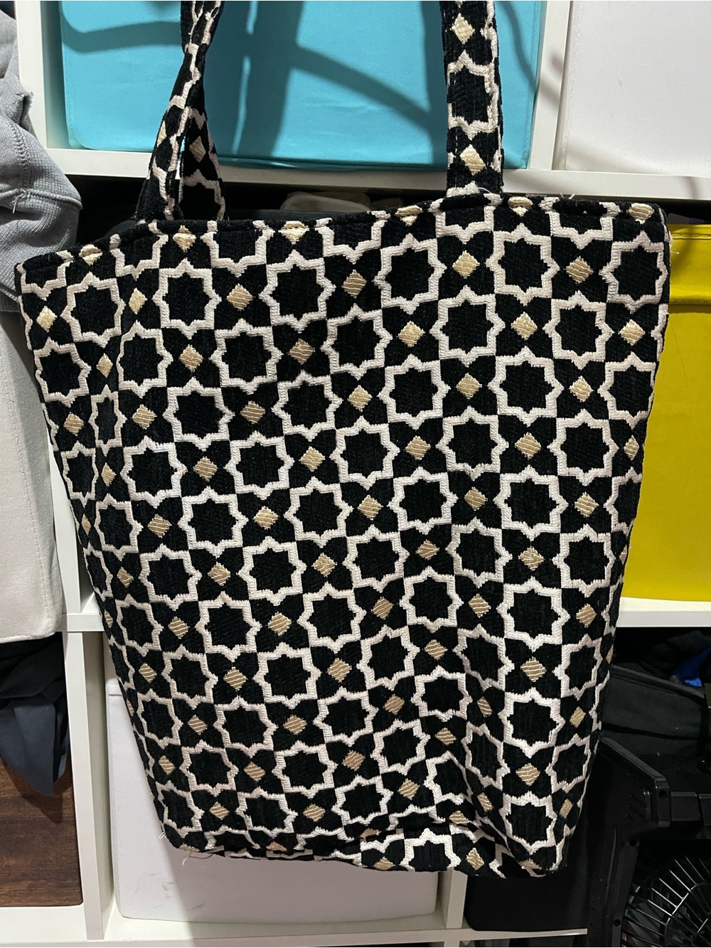 Black & Cream Geometric Tote Bag